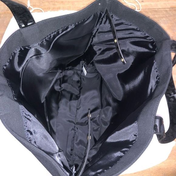 Jimmy Choo Parfums Black Nylon Leopard Double Handles Tote Bag Purse - Picture 5 of 13